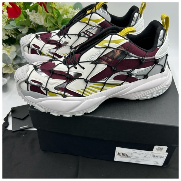 Versace V3 net leather sneakers size 10 US made in Italy - Picture 6 of 8